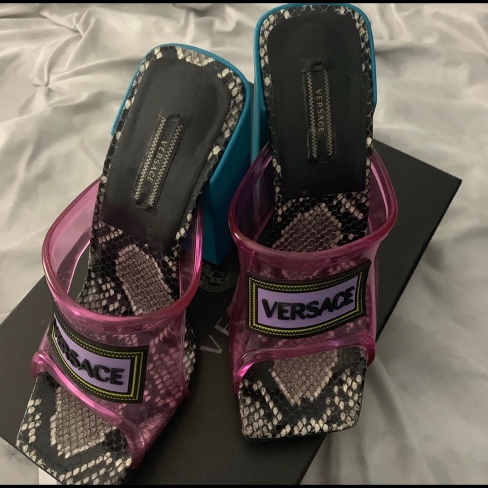 Versace block heels
